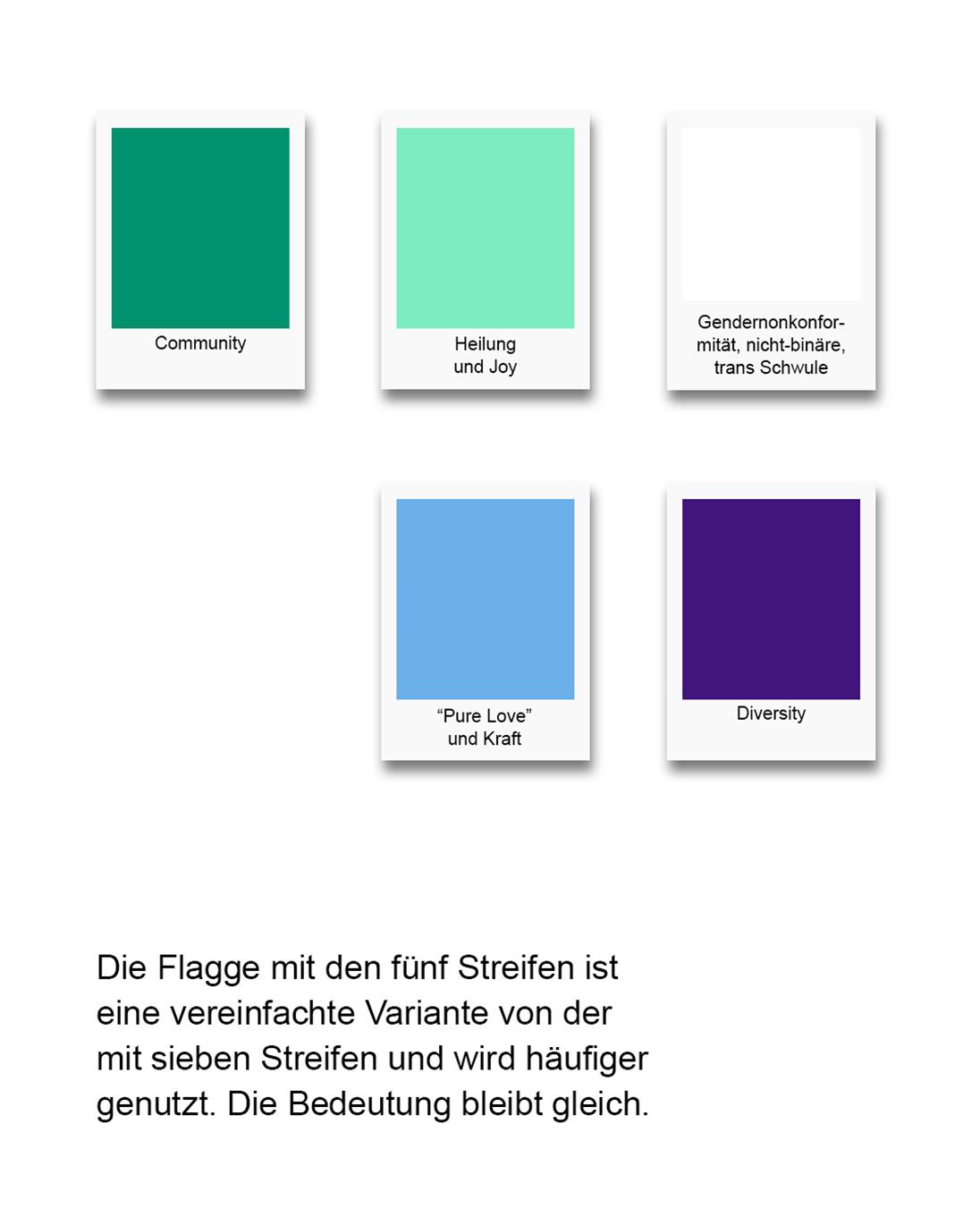 Erklärung der Farben der neuen schwulen Pride Flagge